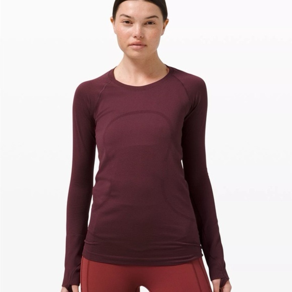Lululemon swiftly tech maroon long sleeve shirt